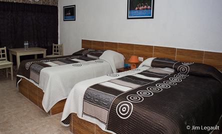 All rooms have two double beds at Ria Maya Lodge in Rio Lagartos Yucatan