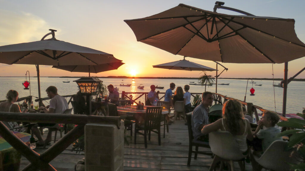 Second story deck overlooking the estuary in Rio Lagartos at Ria Maya Restaurant